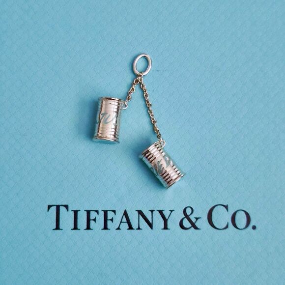 RARE Tiffany & Co. Blue Enamel “Just Married” Sterling Silver Charm Pendant - Picture 1 of 6